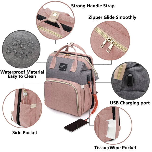 Backpack Portable Folding Crib Baby